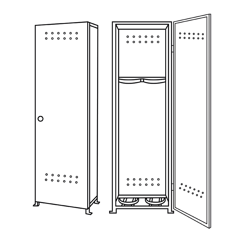Шкаф для газовых баллонов ШГМ-01-04 (2 шт по 40л/50л выс.давления, л/с 1,0 мм)