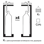 Газовая рампа ацетиленовая РАР- 4к2 (4 бал.,двухряд.,редук.РАО 30-1) контейнерн.