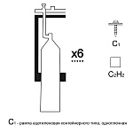 Газовая рампа ацетиленовая РАР- 6с1 (6 бал.,одноплеч.,редук.РАО 30-1) стационарн.