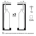 Газовая рампа ацетиленовая РАР- 3с1 (3 бал., одноплеч.,редук.БАО-5-4) стационарн.